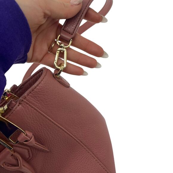 TORY BURCH Landon Mini Square Crossbody Tote Bag Pink Leather Adjustable Strap - Picture 10 of 13